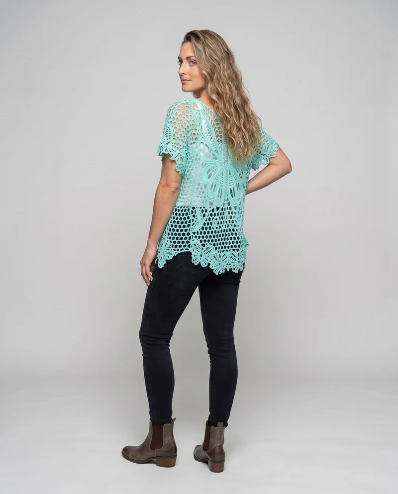 Damen gehäkelte Strandbluse mit kunstvollen Schmetterlings-Design Nord Taschen