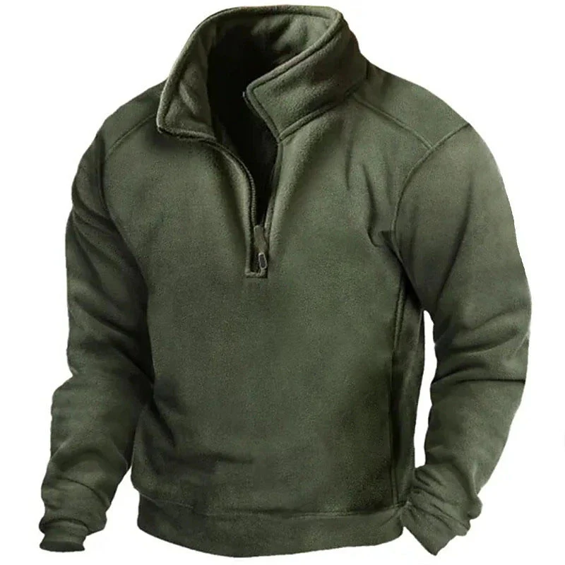 Herren Fleece-Pullover mit hohem Kragen und praktischen Reißverschluss