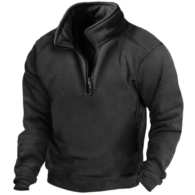 Herren Fleece-Pullover mit hohem Kragen und praktischen Reißverschluss