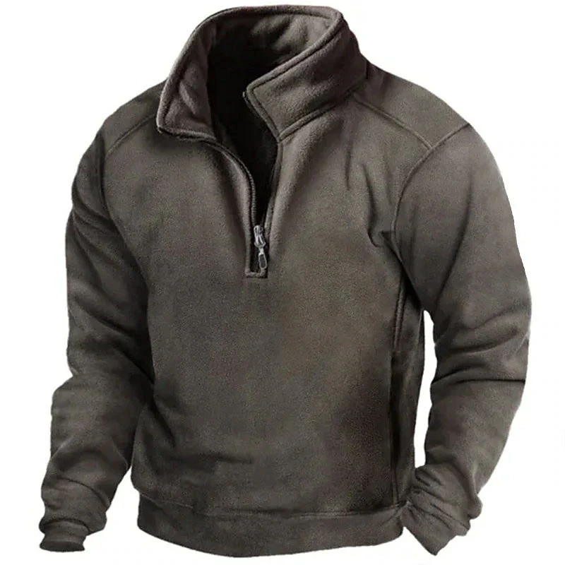 Herren Fleece-Pullover mit hohem Kragen und praktischen Reißverschluss