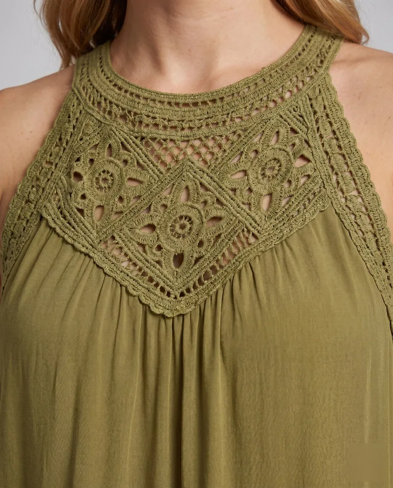 Damen Sommerliches Wickelkleid mit Spitzenakzenten