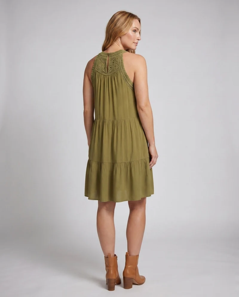 Damen Sommerliches Wickelkleid mit Spitzenakzenten