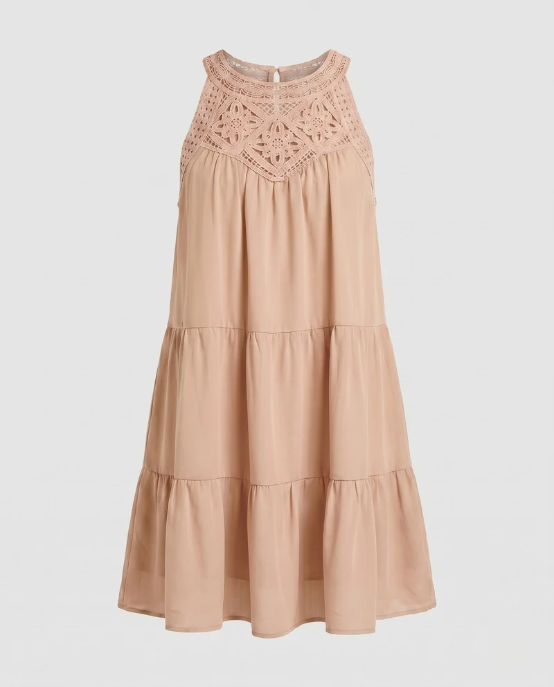 Damen Sommerliches Wickelkleid mit Spitzenakzenten