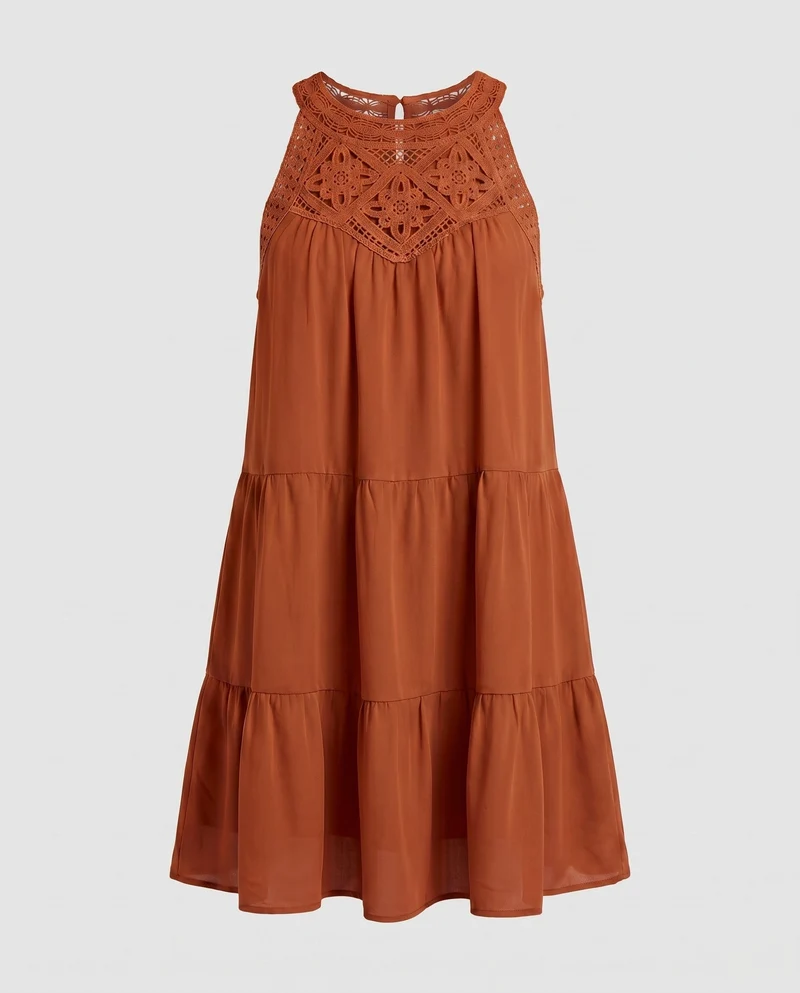 Damen Sommerliches Wickelkleid mit Spitzenakzenten