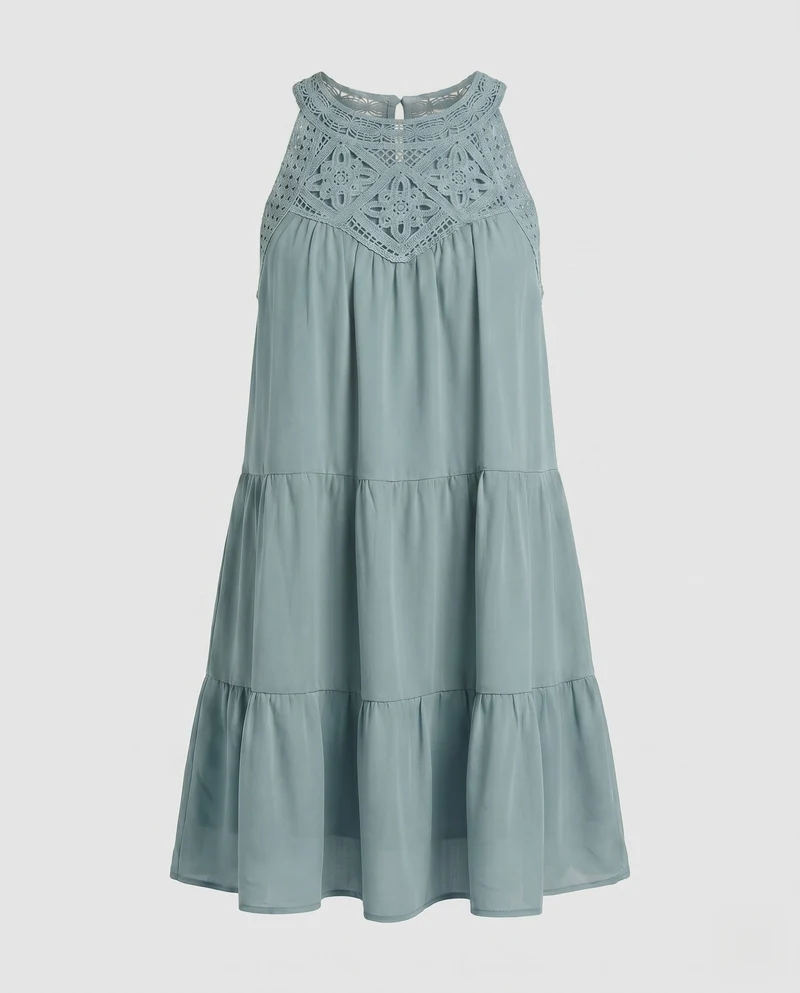 Damen Sommerliches Wickelkleid mit Spitzenakzenten