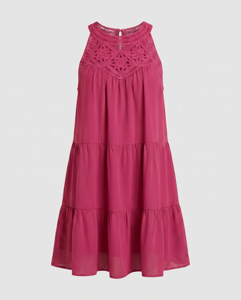 Damen Sommerliches Wickelkleid mit Spitzenakzenten