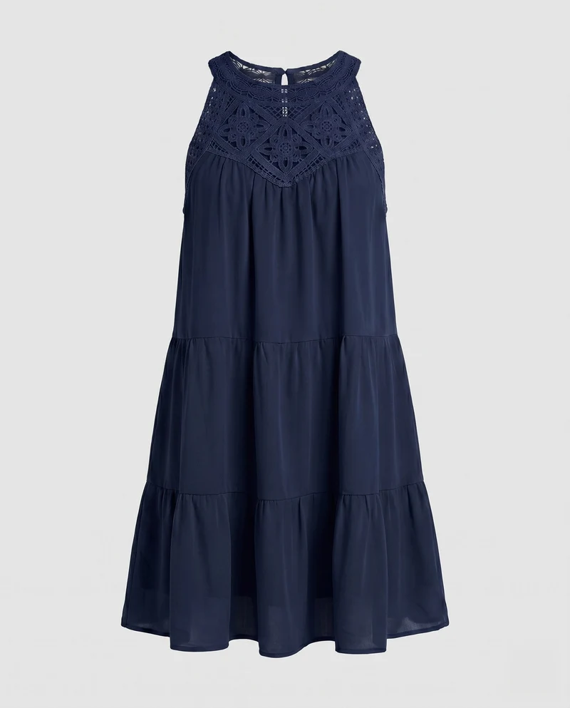Damen Sommerliches Wickelkleid mit Spitzenakzenten