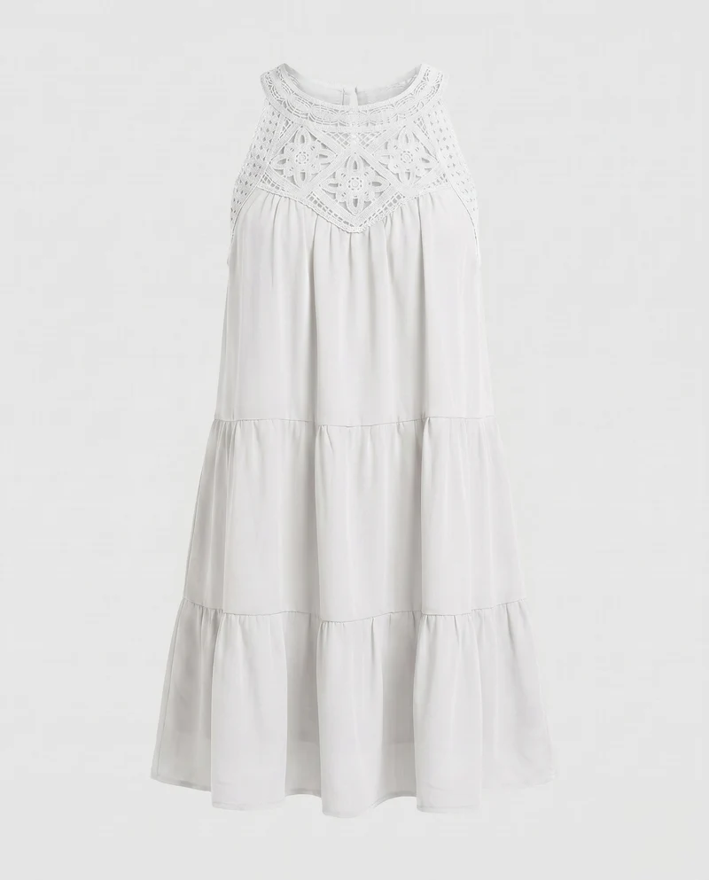 Damen Sommerliches Wickelkleid mit Spitzenakzenten