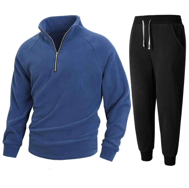 Herren Fleece-Relaxanzug mit halblangem Reißverschluss
