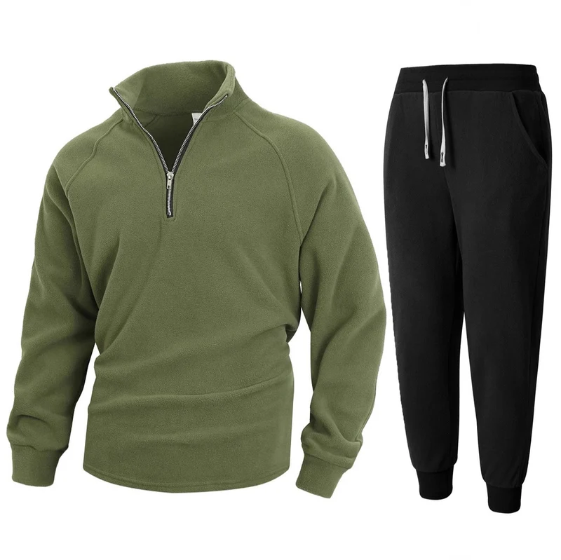 Herren Fleece-Relaxanzug mit halblangem Reißverschluss