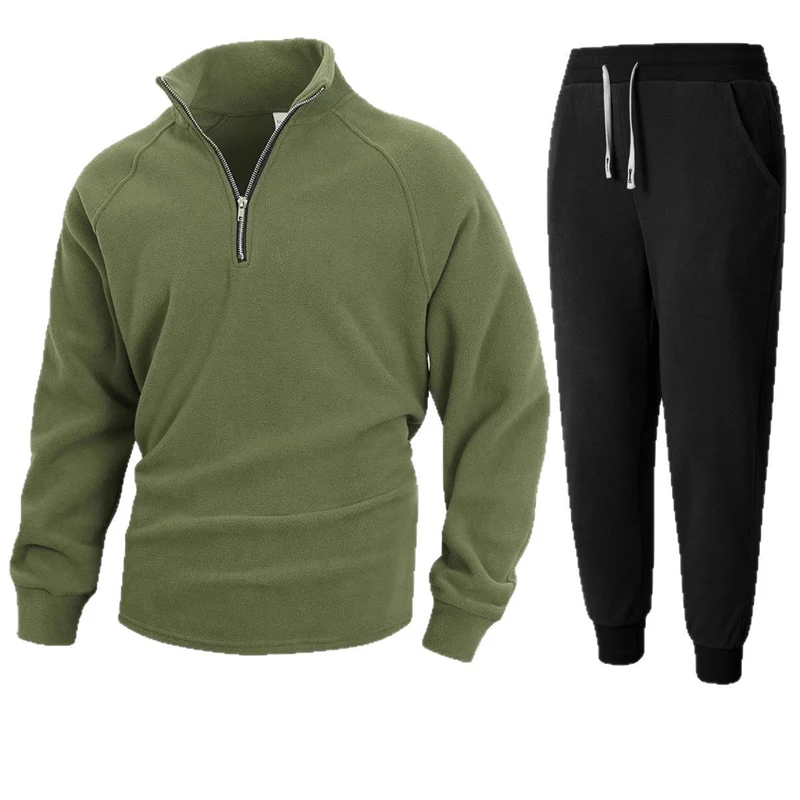 Herren Fleece-Relaxanzug mit halblangem Reißverschluss