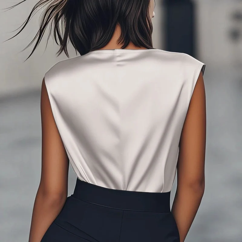 Damen Elegantes Drapiertes Oberteil aus hochwertigem Material