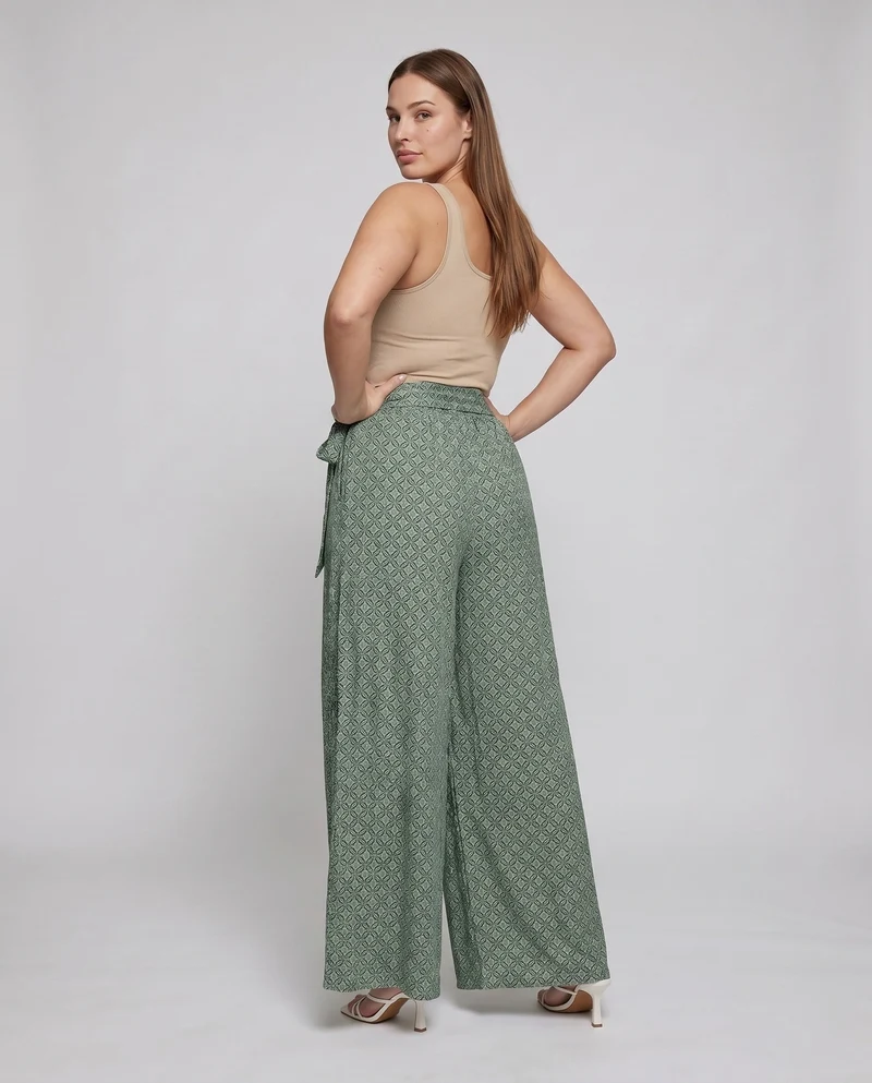 Damen Weite Pluderhose mit floralem Muster und eleganter Taillenbindung