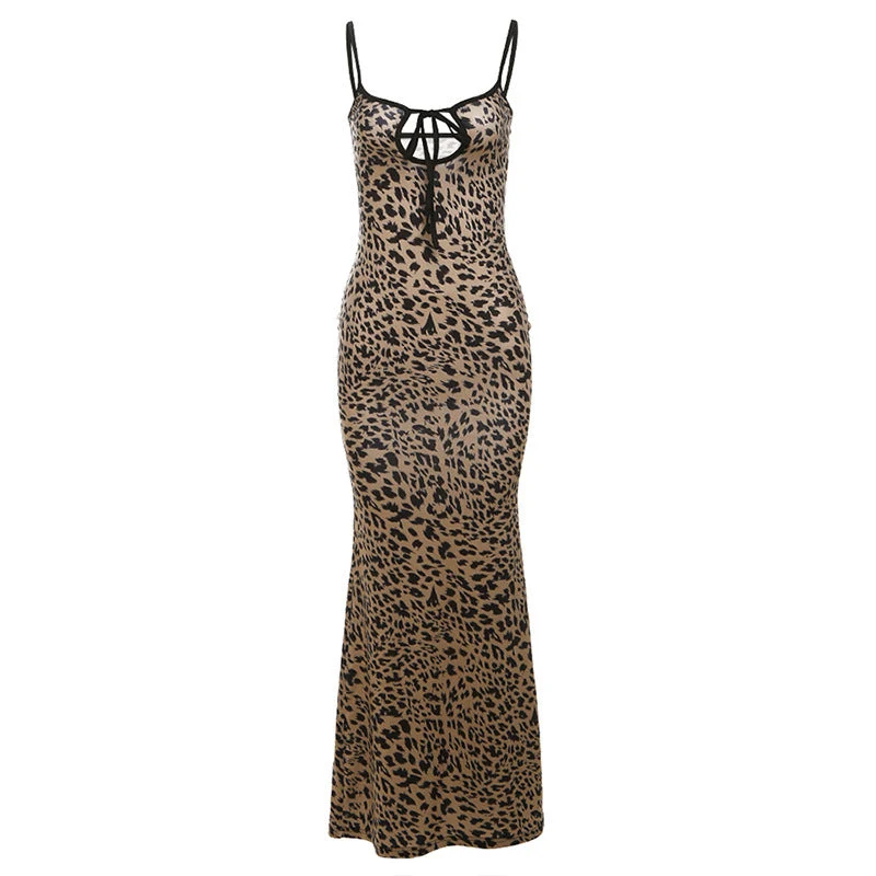Damen Leichtes Maxikleid mit verführerischem Leo-Print