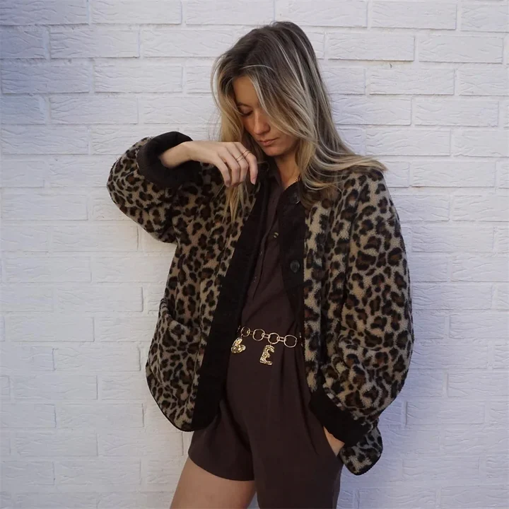 Leopard Print Jacke Für Damen