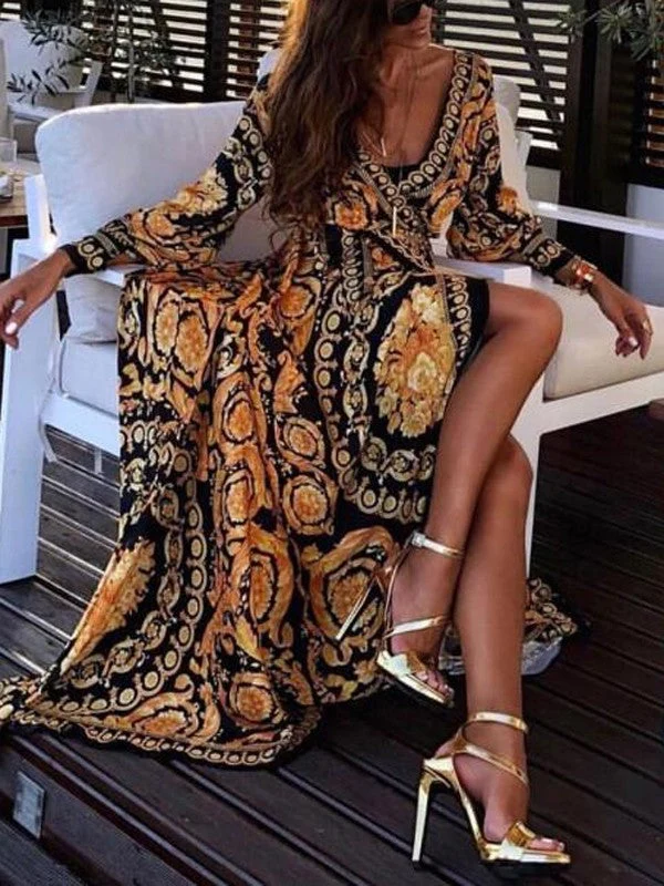 Wickelkleid | Boho Damenkleid mit Schlitz