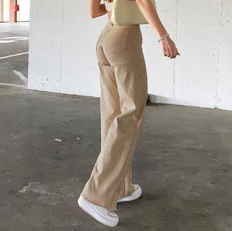 Damen Hohe Taille Schlaghose
