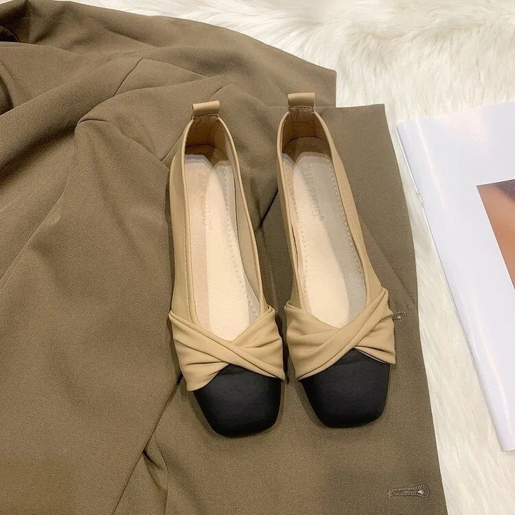 Damen Ballerinas mit modernem Knotendesign und kontrastierender Sohle Nord Taschen