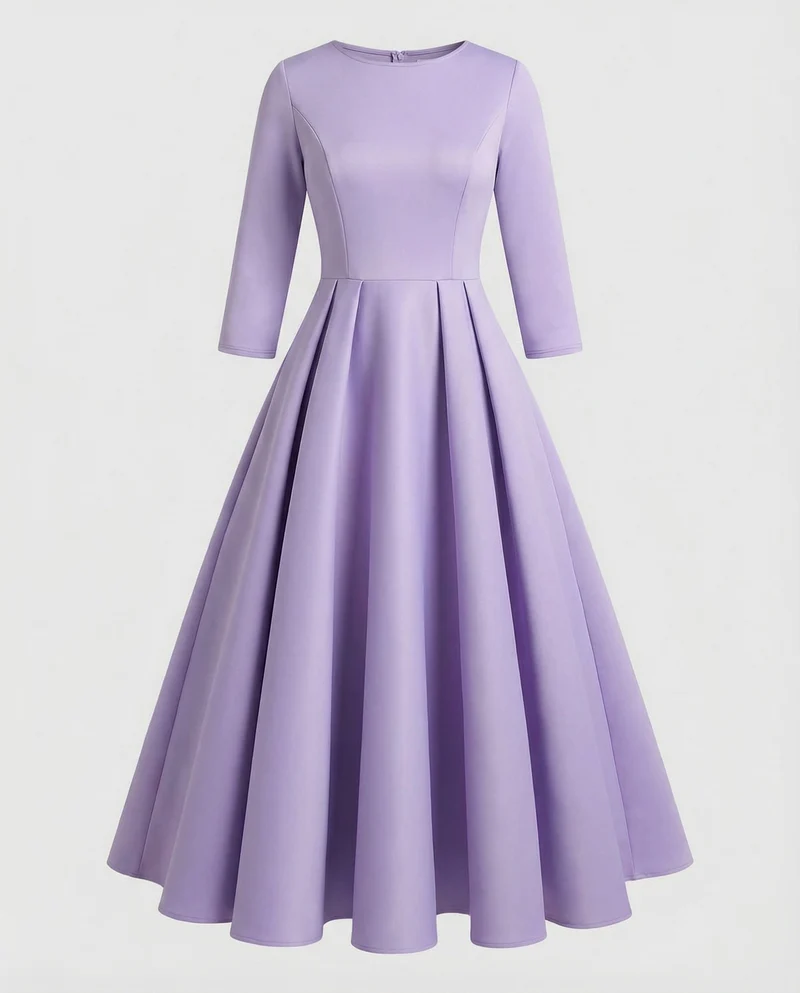 Damen bodenlanges Tellerkleid mit Godets