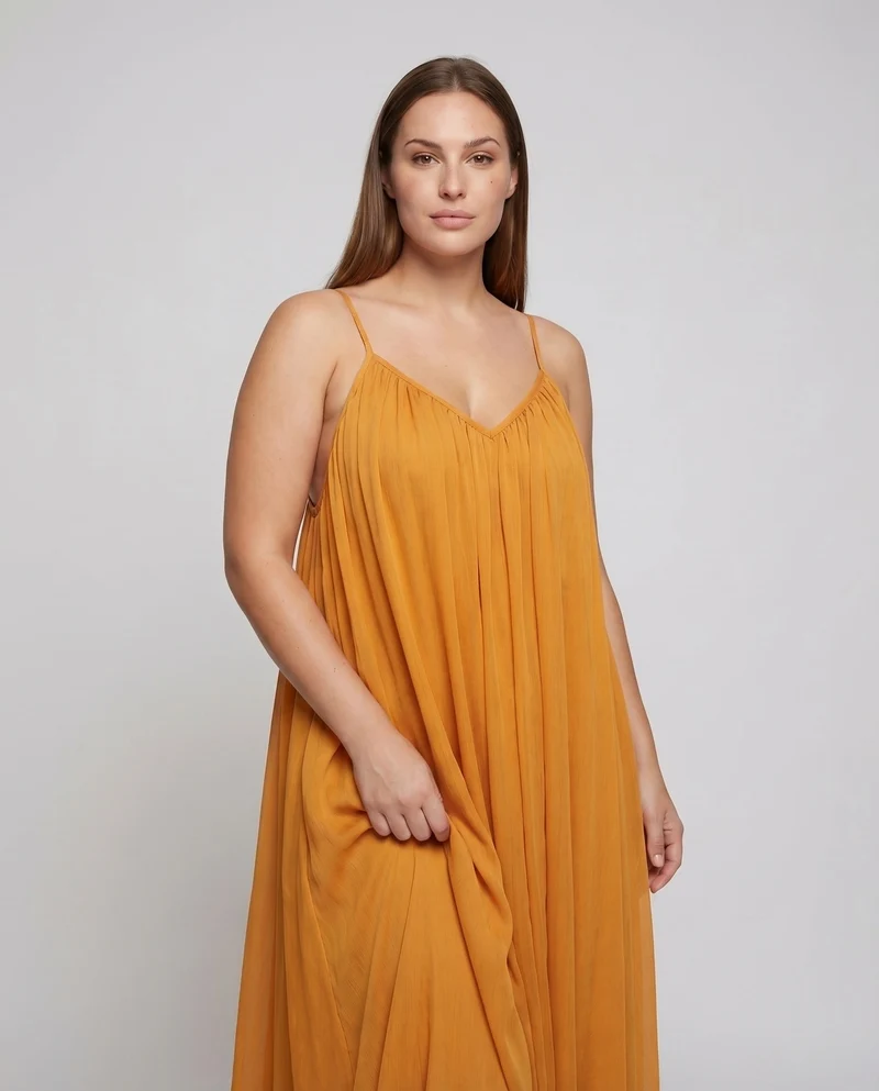 Damen Sommer-Maxikleid Kreuzträger X-Detail Bodenlang