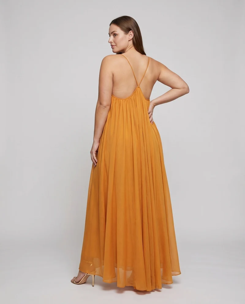 Damen Sommer-Maxikleid Kreuzträger X-Detail Bodenlang