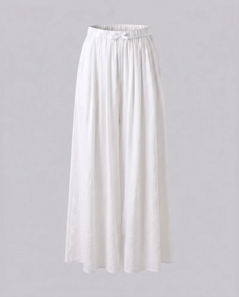 Damen Elegante, weit geschnittene Sommerhose mit elastischem Taillenbund und seitlichen Taschen
