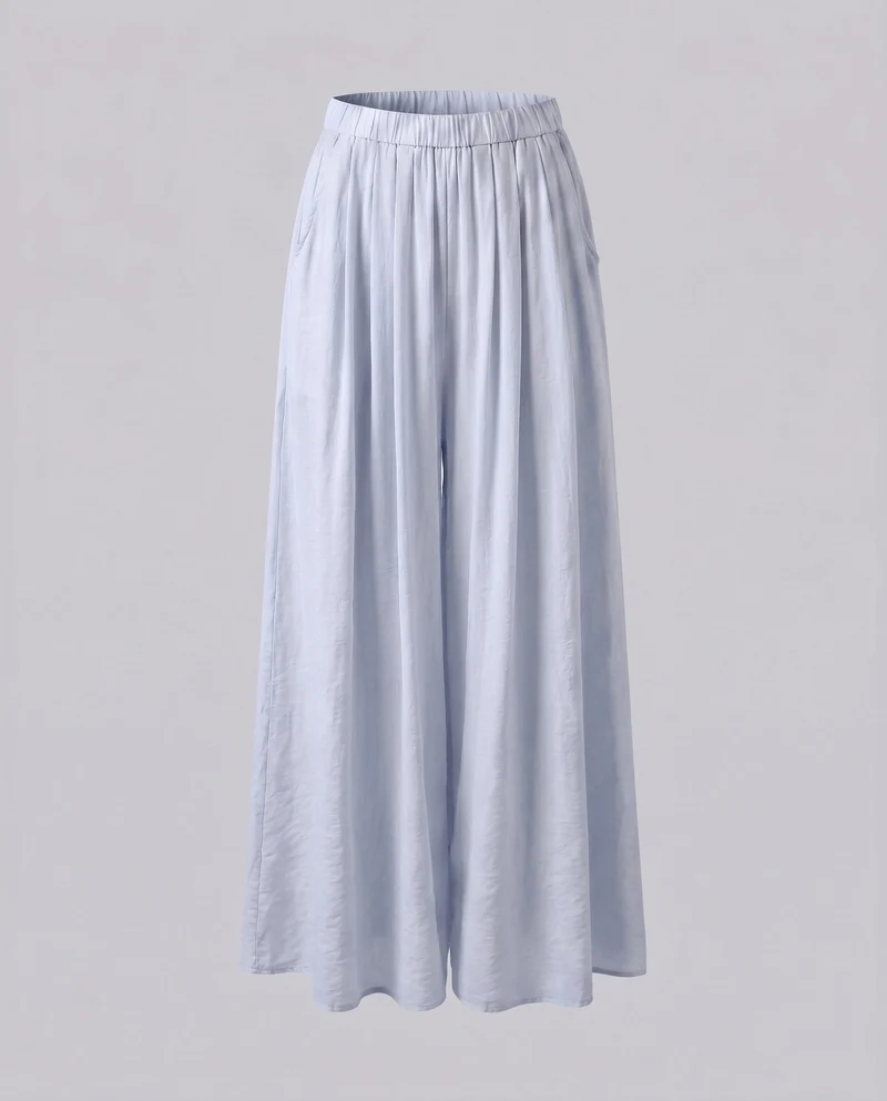 Damen Elegante, weit geschnittene Sommerhose mit elastischem Taillenbund und seitlichen Taschen