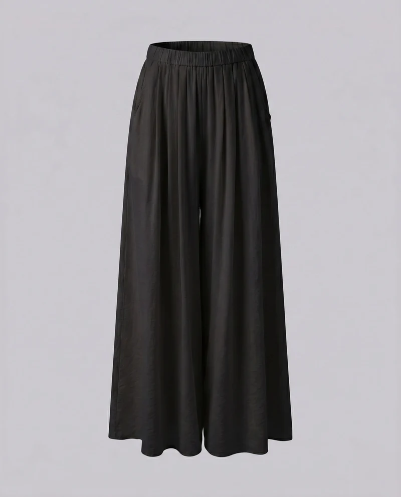 Damen Elegante, weit geschnittene Sommerhose mit elastischem Taillenbund und seitlichen Taschen