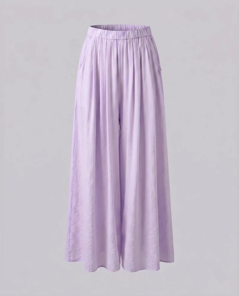 Damen Elegante, weit geschnittene Sommerhose mit elastischem Taillenbund und seitlichen Taschen