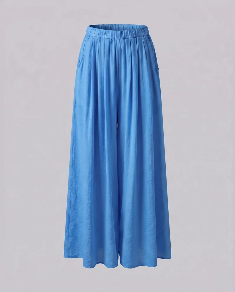 Damen Elegante, weit geschnittene Sommerhose mit elastischem Taillenbund und seitlichen Taschen