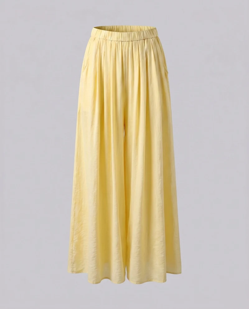 Damen Elegante, weit geschnittene Sommerhose mit elastischem Taillenbund und seitlichen Taschen