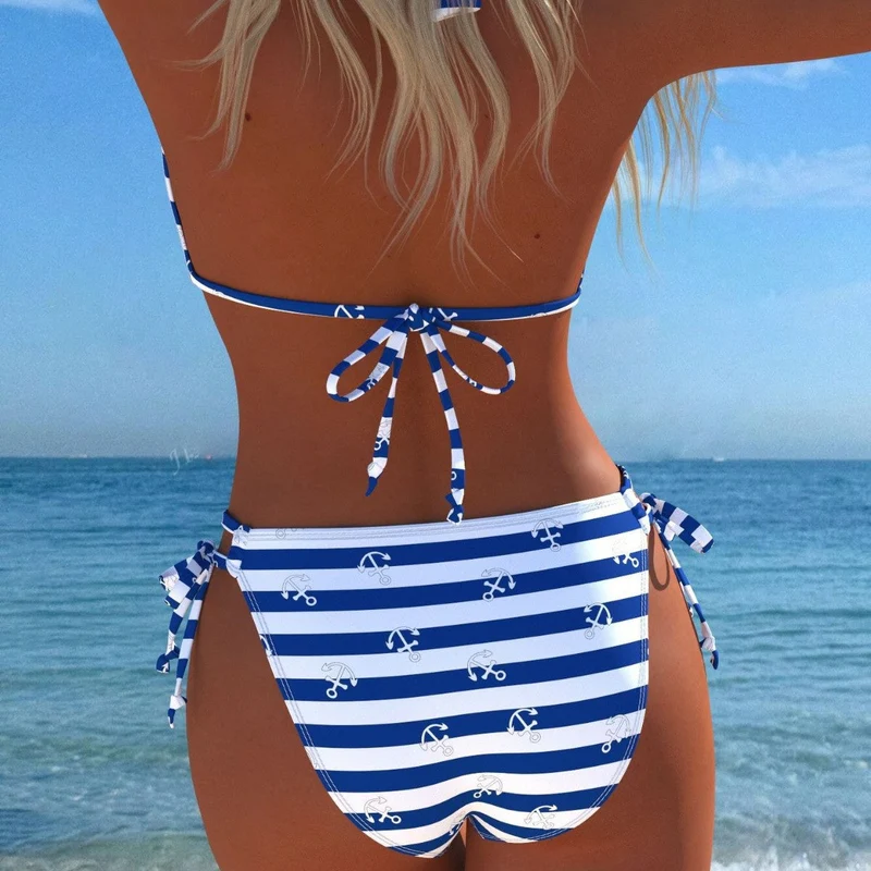 Damen Bikini-Set mit elegantem Palmendruck und geschmackvollem Schmuckdetail Nord Taschen