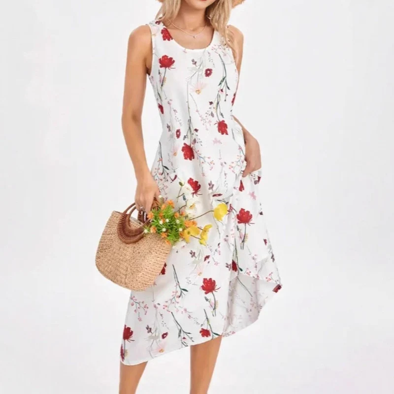 Damen Sommerkleid mit trendigem Leopardenmuster und praktischen Taschen