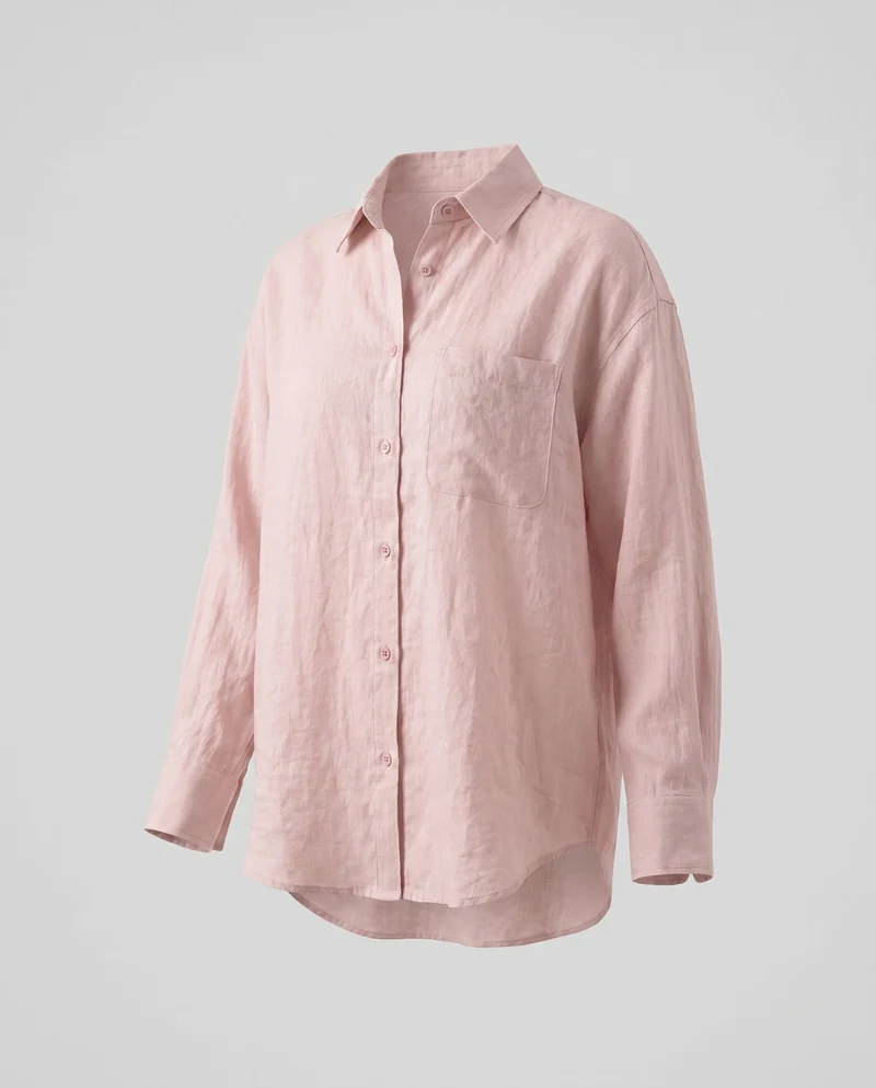 Damen lässige Leinenbluse mit klassischem Kragen und lockerer Passform