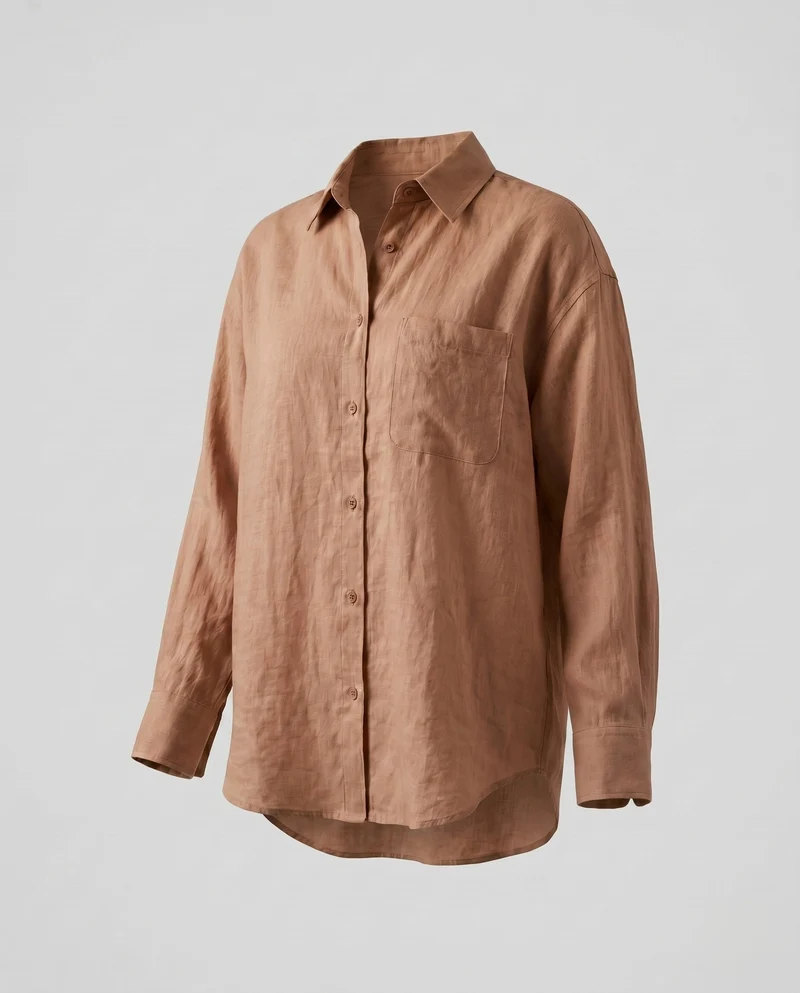 Damen lässige Leinenbluse mit klassischem Kragen und lockerer Passform