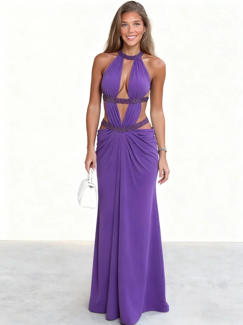 Damen Elegantes Abendkleid mit aufregendem Cut-Out-Design und funkelnden Akzenten