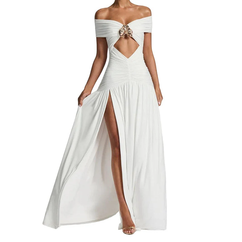 Damen Elegantes Off-Shoulder Maxikleid mit praktischem Cut-Out