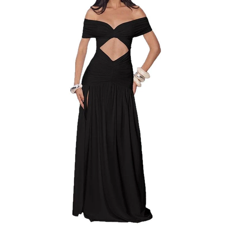 Damen Elegantes Off-Shoulder Maxikleid mit praktischem Cut-Out