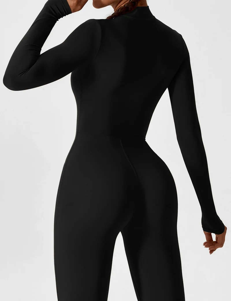 Lange Ärmel/Kurze Ärmel Reißverschluss Jumpsuit für Frauen