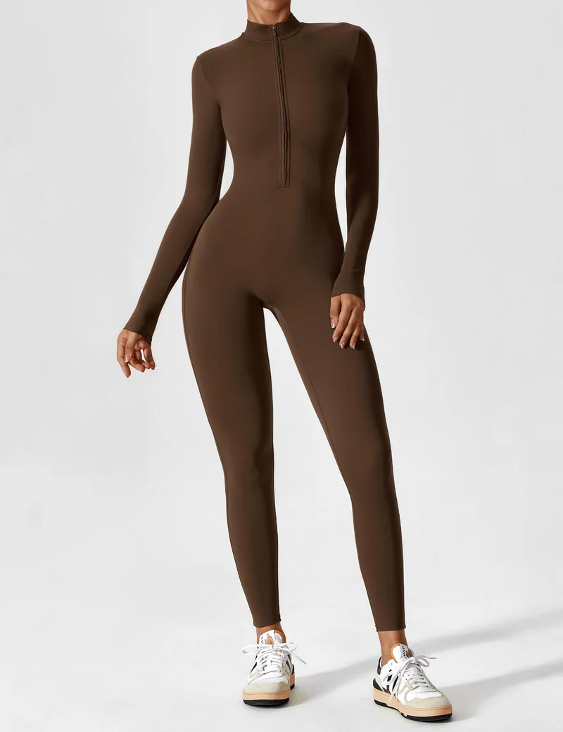 Lange Ärmel/Kurze Ärmel Reißverschluss Jumpsuit für Frauen