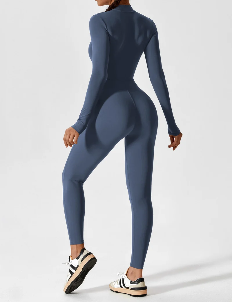 Lange Ärmel/Kurze Ärmel Reißverschluss Jumpsuit für Frauen