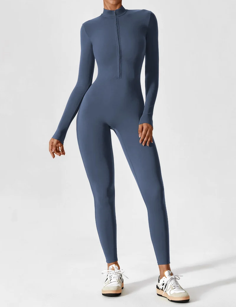 Lange Ärmel/Kurze Ärmel Reißverschluss Jumpsuit für Frauen