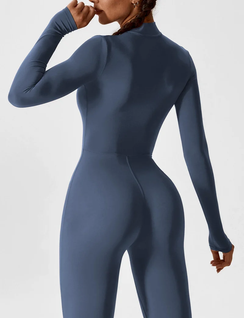 Lange Ärmel/Kurze Ärmel Reißverschluss Jumpsuit für Frauen