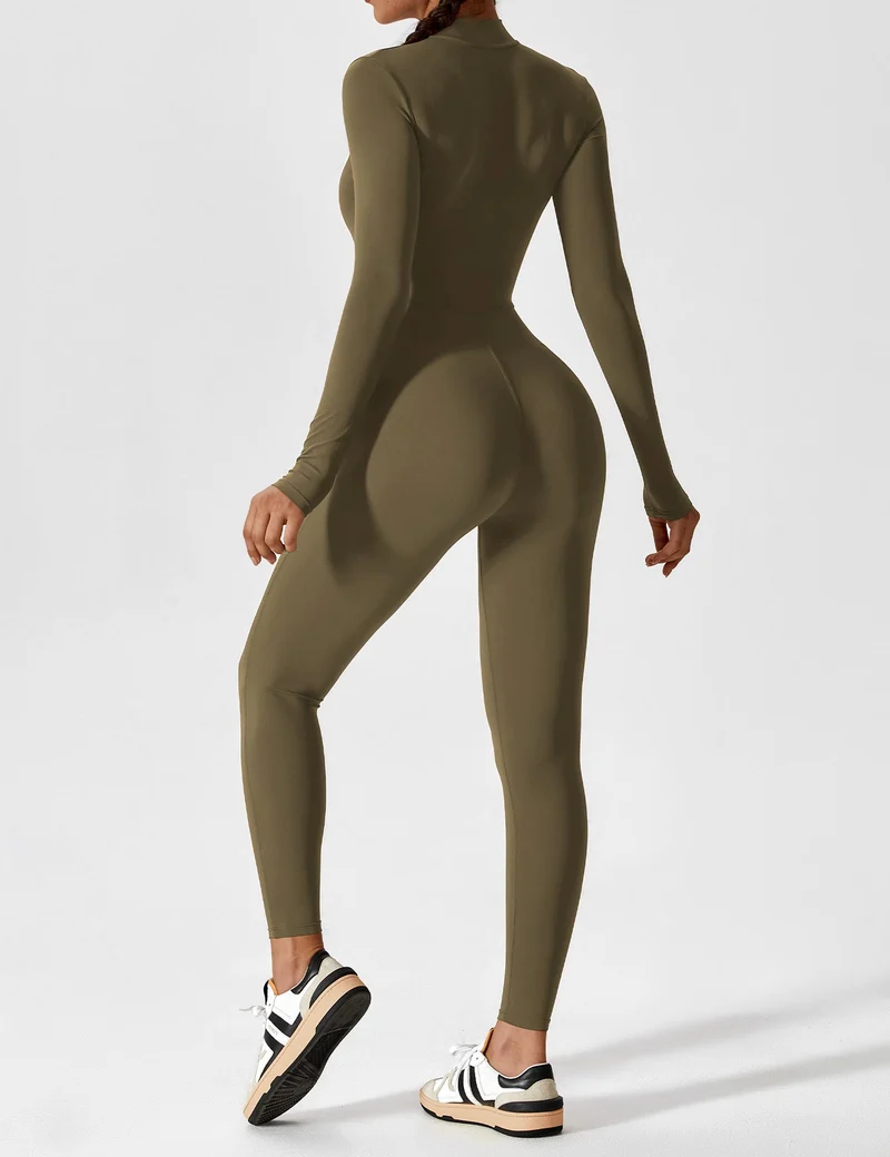 Lange Ärmel/Kurze Ärmel Reißverschluss Jumpsuit für Frauen