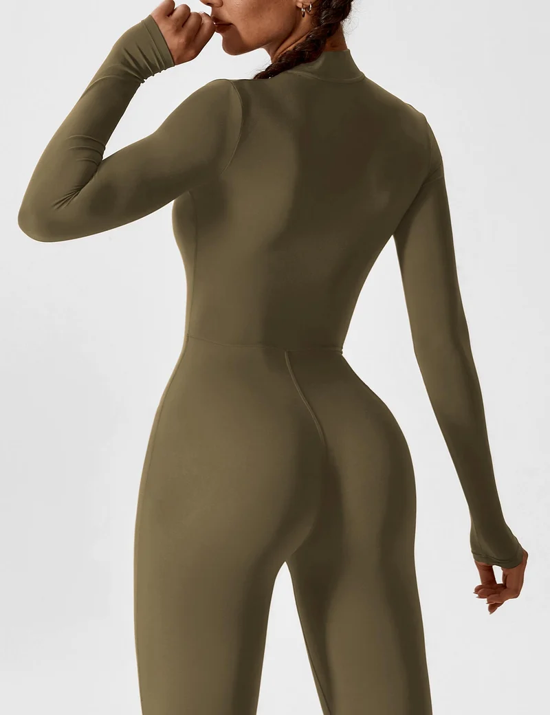 Lange Ärmel/Kurze Ärmel Reißverschluss Jumpsuit für Frauen
