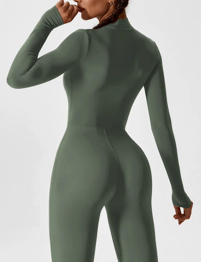Lange Ärmel/Kurze Ärmel Reißverschluss Jumpsuit für Frauen