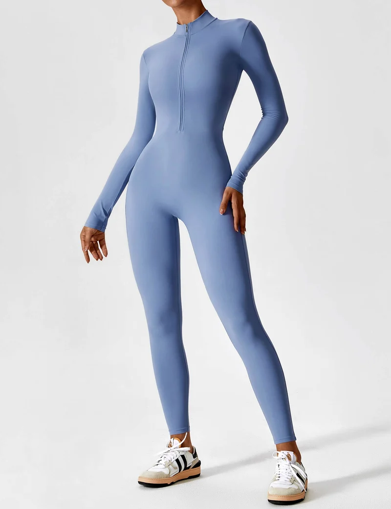 Lange Ärmel/Kurze Ärmel Reißverschluss Jumpsuit für Frauen
