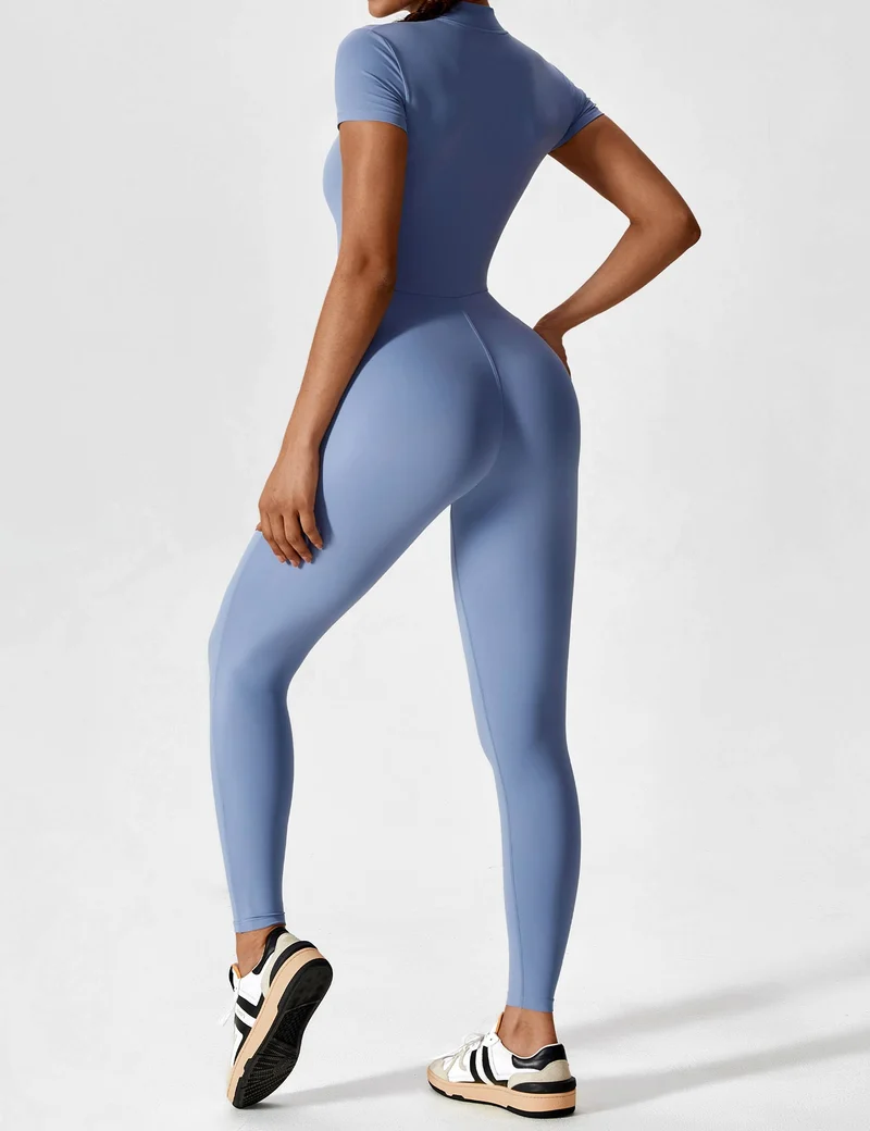 Lange Ärmel/Kurze Ärmel Reißverschluss Jumpsuit für Frauen