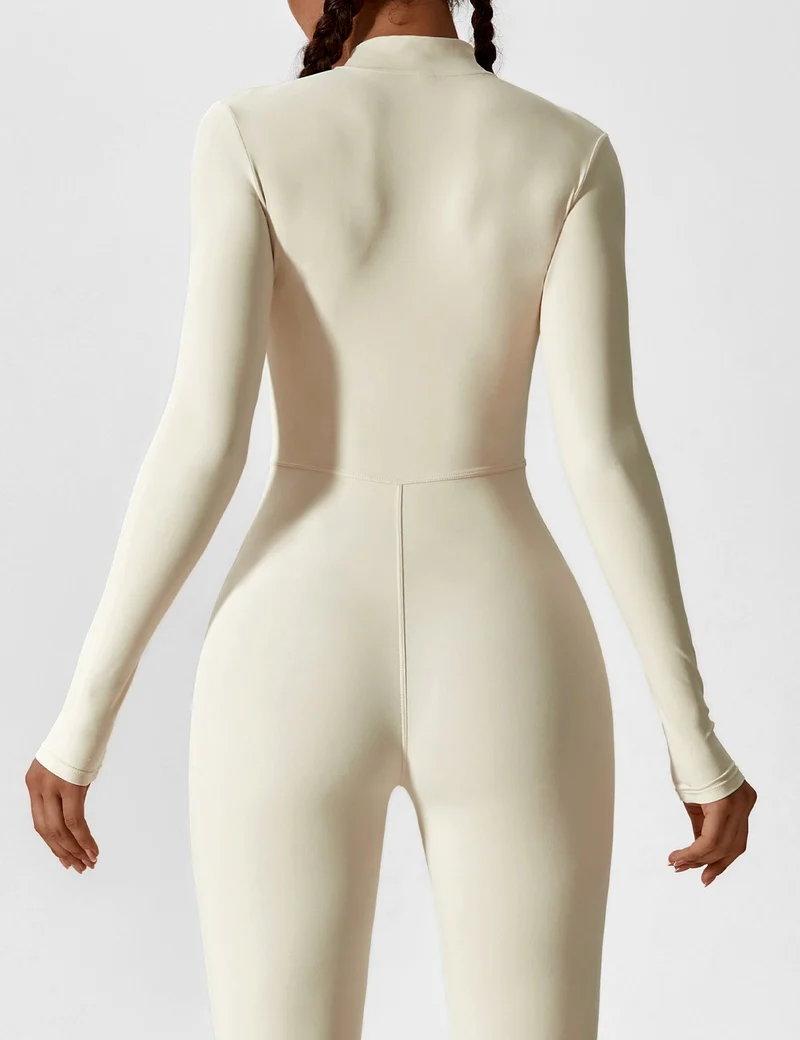 Lange Ärmel/Kurze Ärmel Reißverschluss Jumpsuit für Frauen