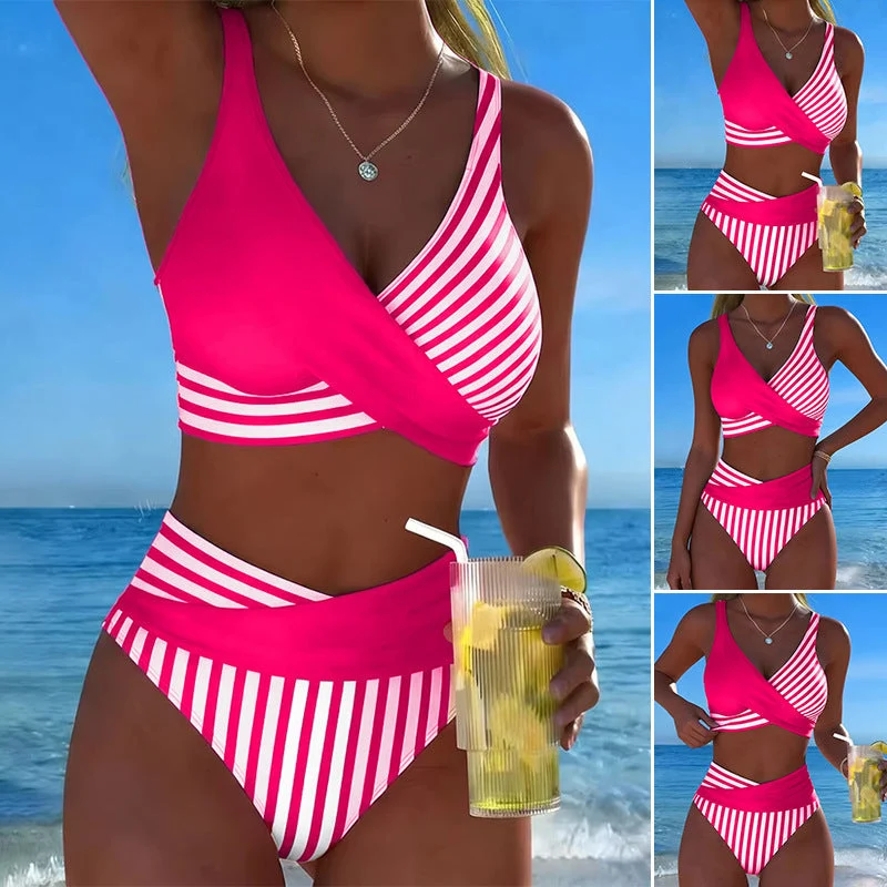 Damen Sportlicher Zweiteiliger Badeanzug mit asymmetrischem Design